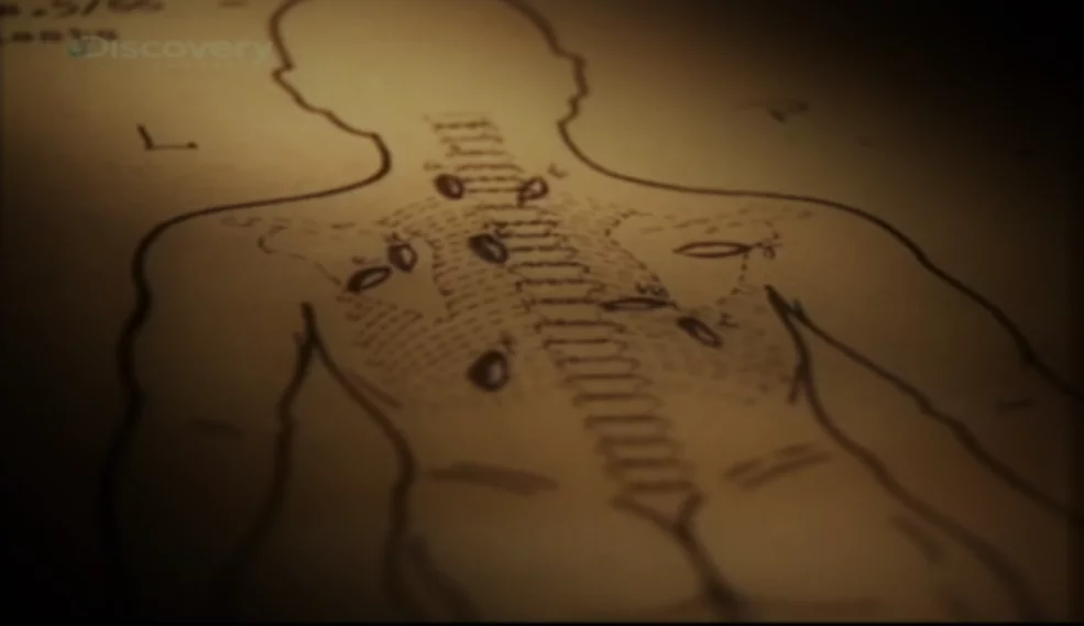 Mapa ran zadanych Leszkowi (screenshot - Discovery/YouTube)