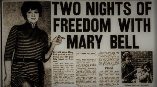 Mary Bell - wycinek z gazety o jej ucieczce z więzienia