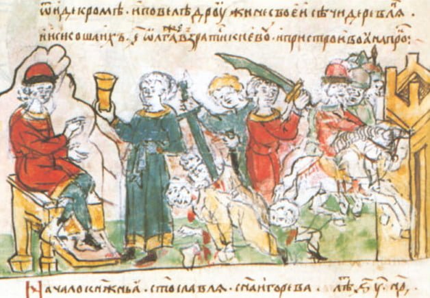 Olga Kijowska zleca wymordowanie kilku tysięcy Drewlan - Latopis Radziwiłłowski